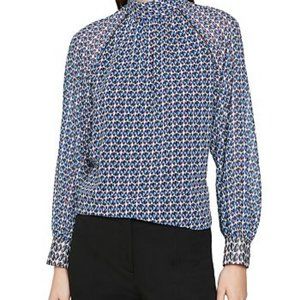 $220 Reiss Tatiana Diamond Print Blouse Size 6